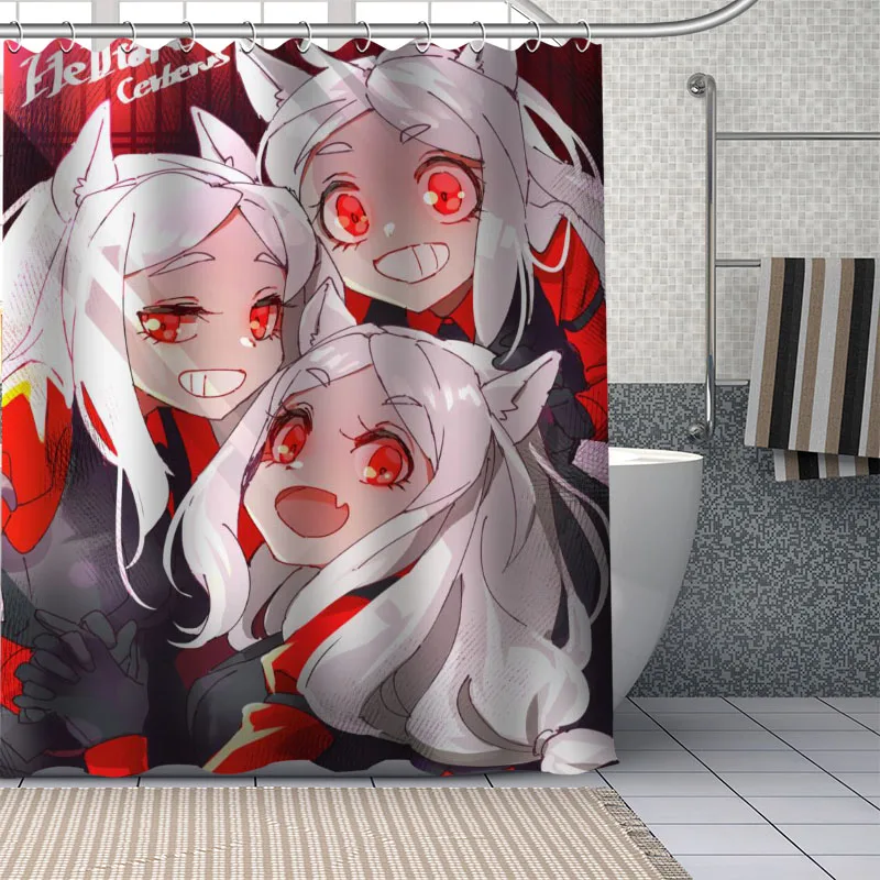

Custom Anime Game Helltaker Shower Curtain With Plastic Hooks Modern Fabric Bath Curtains Home Decor Curtains Custom Your image