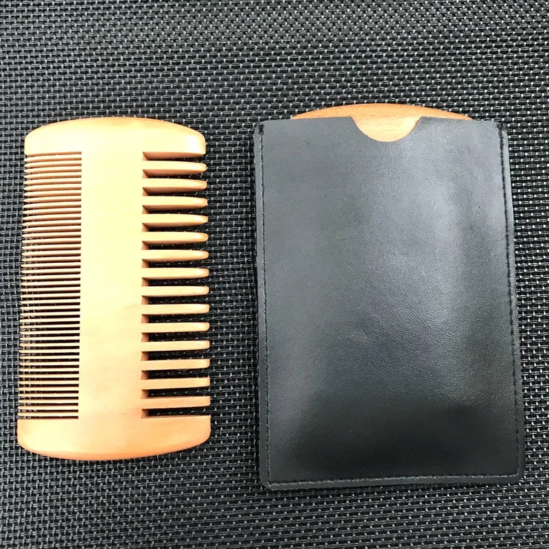 

1Pcs Peach Beard Comb, Dense Teeth+wide Teeth Styling Comb