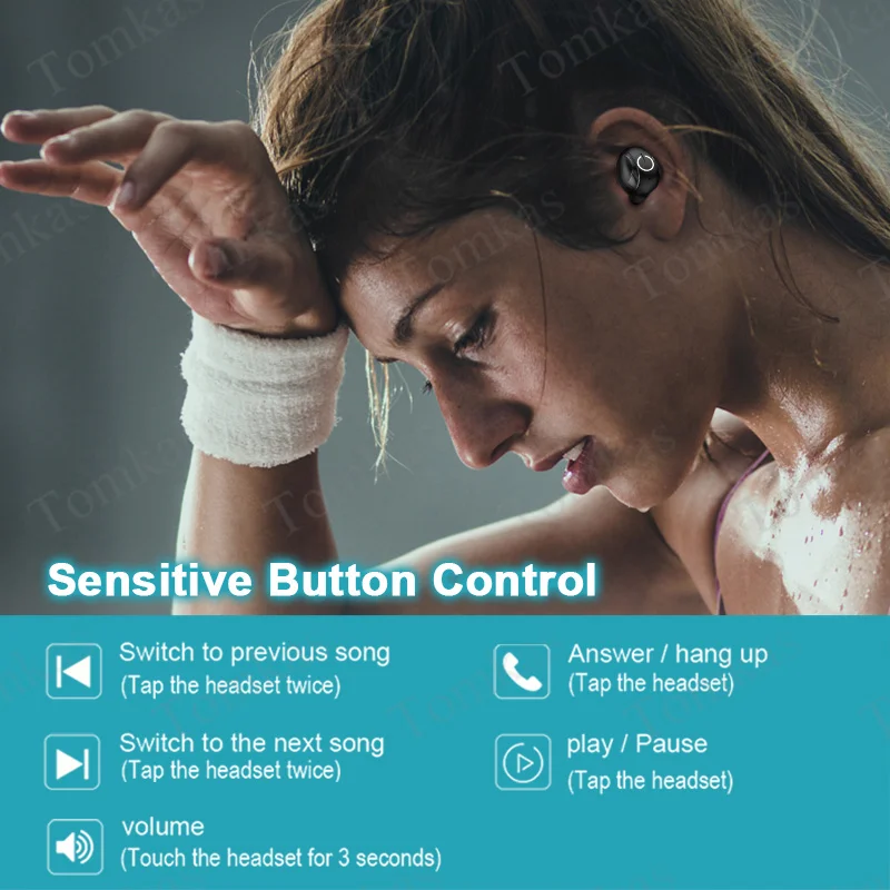 TOMKAS Bluetooth наушники беспроводная гарнитура стерео игровая с микрофоном TWS