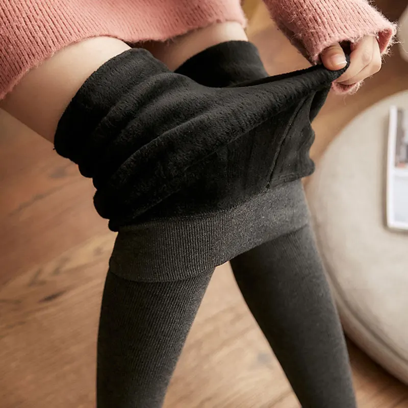 

Women's Thermal Underwear Thicken Thermal Women Leggings Elasticity Warm Pants Thread Fleece Cotton Foot Pants Slim Pantyhose