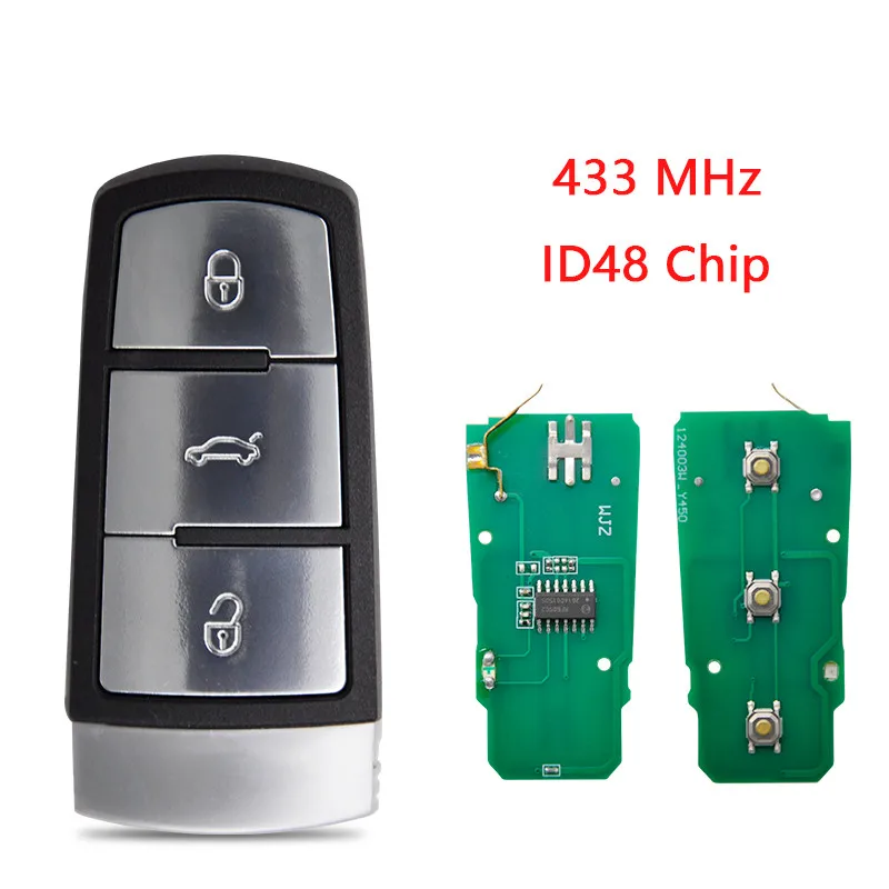 

2pcs Car Remote Key For VW Volkswagen Passat B6 3C B7 Magotan CC FCCID 3C0959752BA 434Mhz ID48 Chip Auto Smart Blank Key