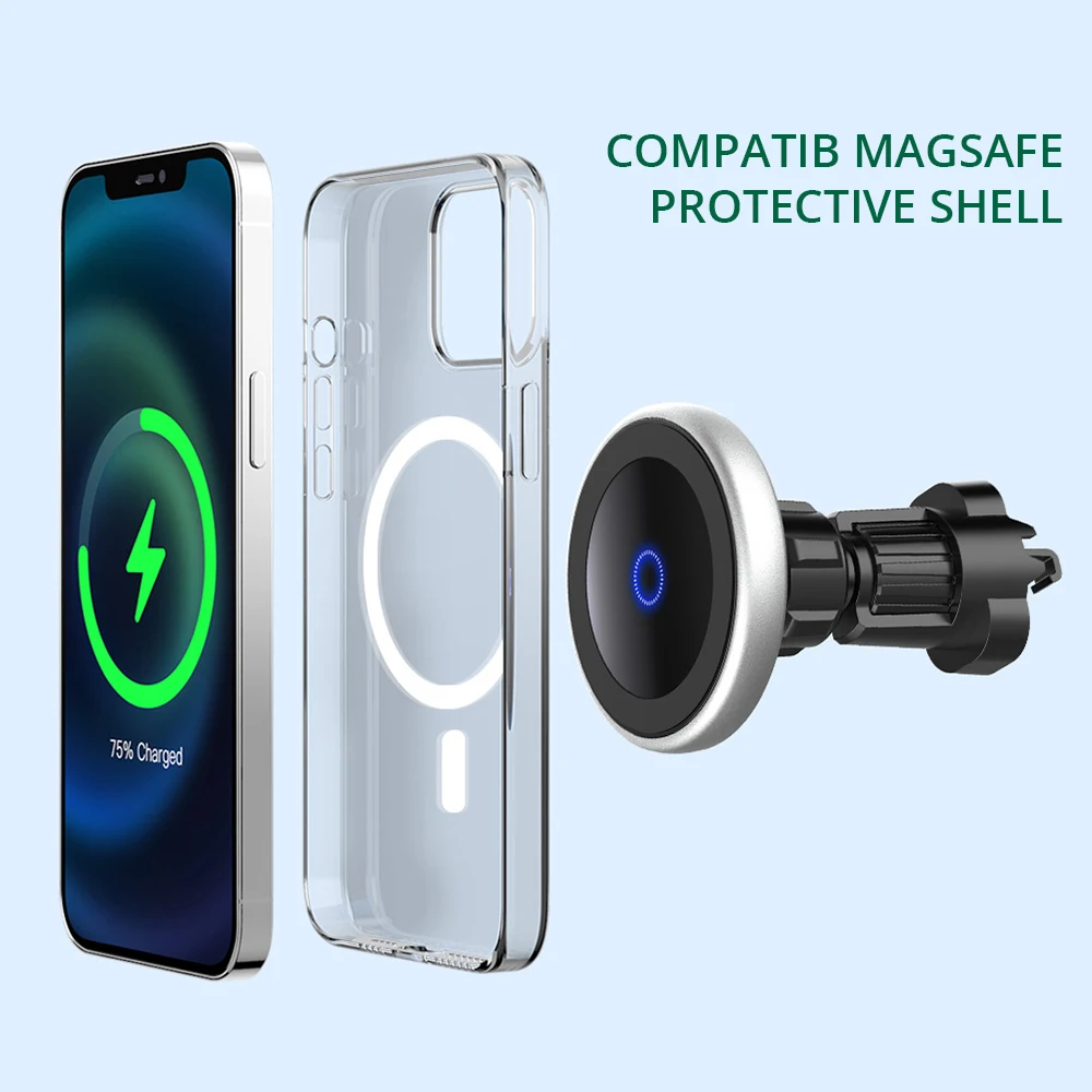 bonola magnetic car wireless charger for iphone 12 13 pro 11 fast wireless charging car phone holder for samsung s21s10note 20 free global shipping