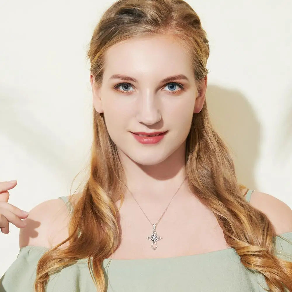 

Loveon New Arrival 100% Real 925 Sterling Silver Star Cross Pendant Necklaces For Women Fashion Jewelry for Dropshipping D443