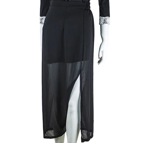 

Women Fashion Half See-through Sheer Side Split Chiffon Maxi Long Skirt Sexy Female Skirt High Waist Loose Maxi Skirt Women