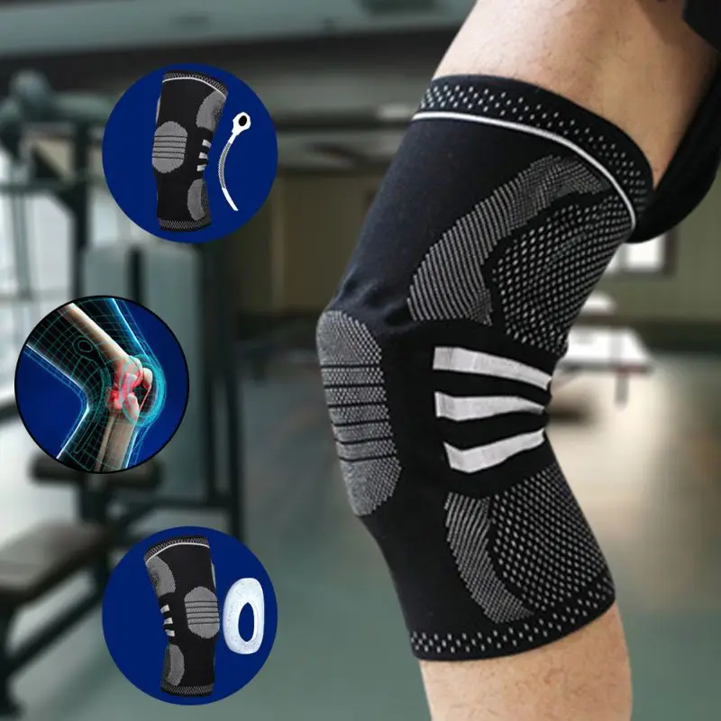 

Silicone Anti-collision Support Full Knee Support With Bone Inne Running Mountaineering Cycling Fitness Non-slip Protective Gear