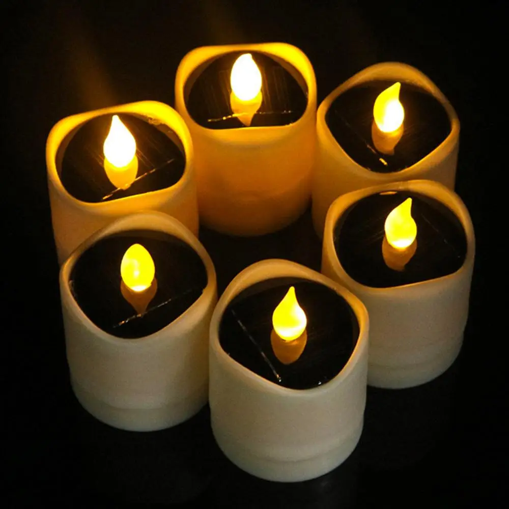 

12/6Pcs Solar Waterproof LED Candles Flameless Electronic Solarenergy Tea Lights Lamp Festival Wedding Romantic Decor Dropship