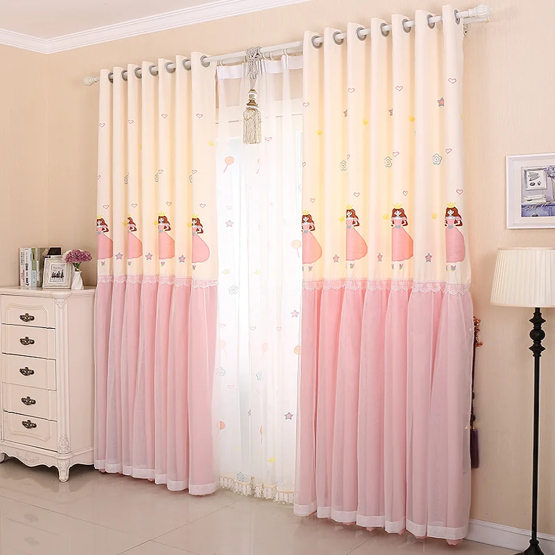 Новая популярная европейская мультяшная занавеска для детской спальни розового