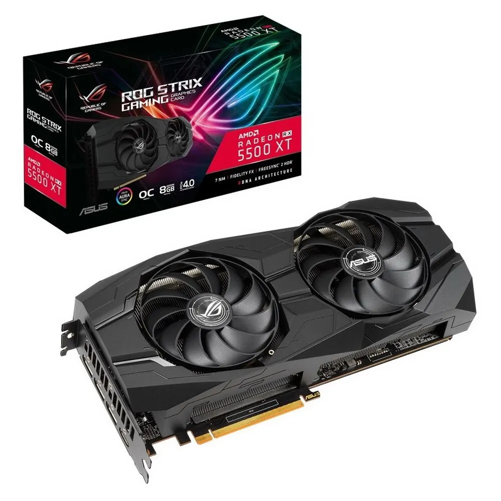 Видеокарта ASUS Strix AMD Radeon RX 5500XT 1865MHz 8192MB 14000MHz 128 bit RTL [ROG STRIX RX5500XT O8G GAMING]|Видеокарты| |