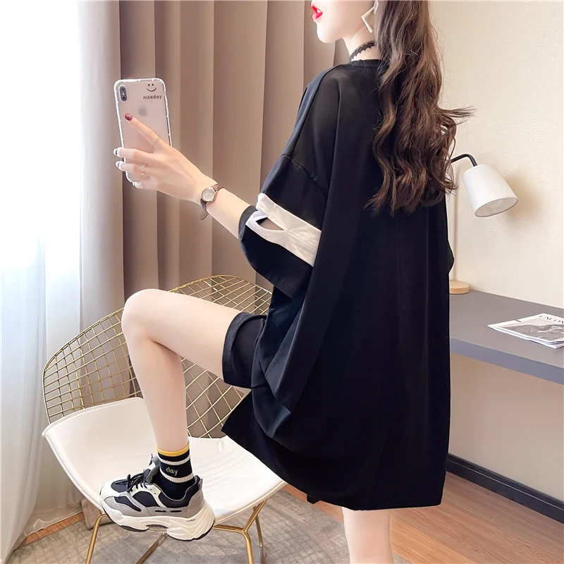 

Houthion Cotton Women's T-shirt Printing Loose Short Sleeve Tshirt Plus Size Top New Korean Fashion Tops Casual O-neck T Shirt