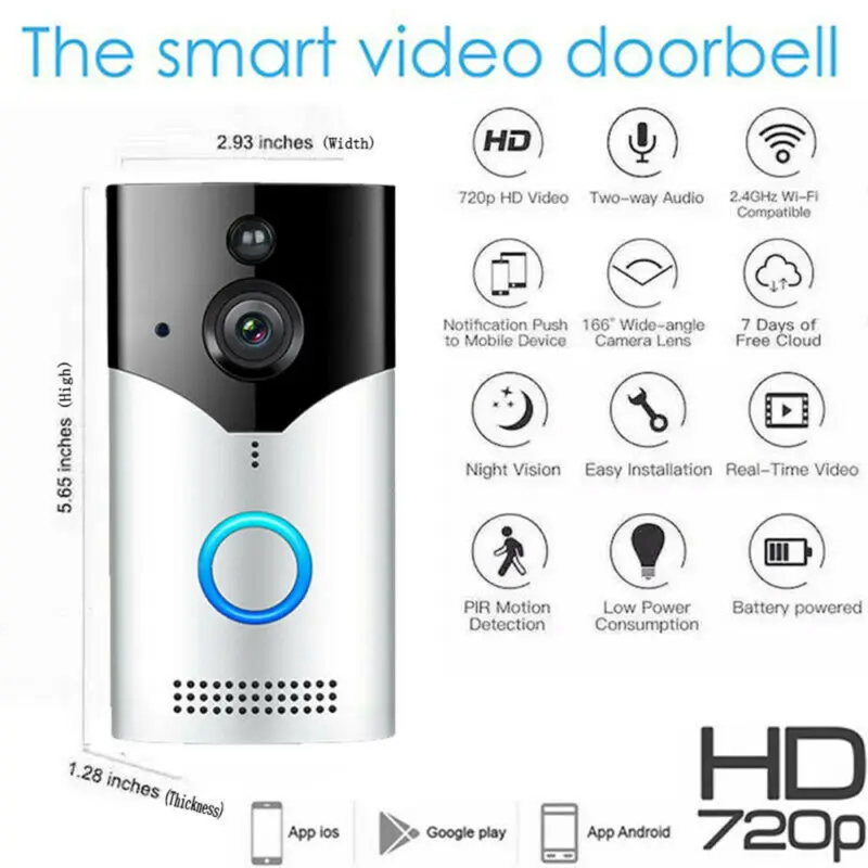 Wi Fi дверной звонок Беспроводное видео Двусторонняя камера ночного