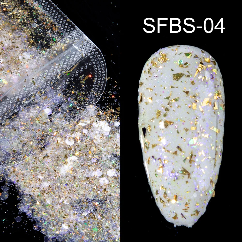 Голографическая нестандартная блестящая пудра смешанной формы лазерная для