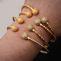 24k 4pcslot afraic dubai gold color rhinestone beads cuff bangles for women wife wedding jewelry banglesbracelet gifts