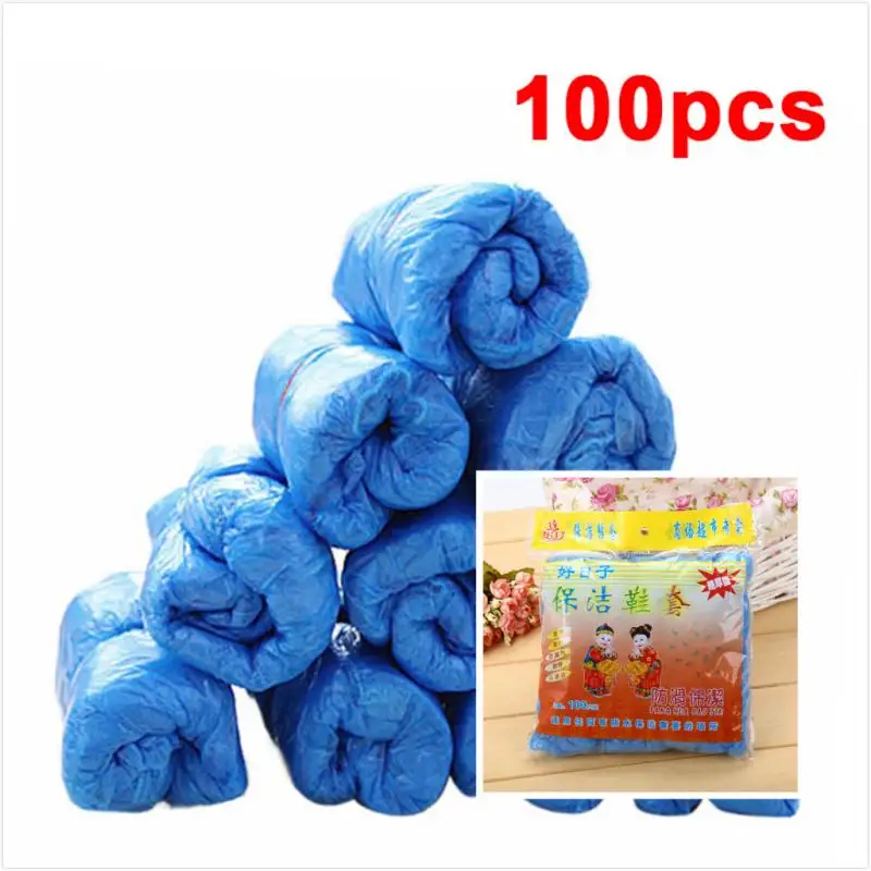 100 шт. одноразовые Водонепроницаемые Синие крышки для обуви|Бахилы| |