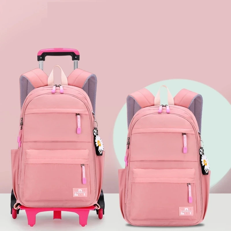 2021 Student School bag Rolling Backpack kids Trolley bag girl school backpack Multifunctional child waterproof backpack wheels