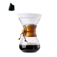 800ml tea coffee share pot pyrex glass wood handle pour over coffee maker
