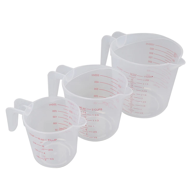 

250/500/1000ML Plastic Measuring Cup Jug Pour Spout Surface Kitchen Tool Supplies Cup With Graduated