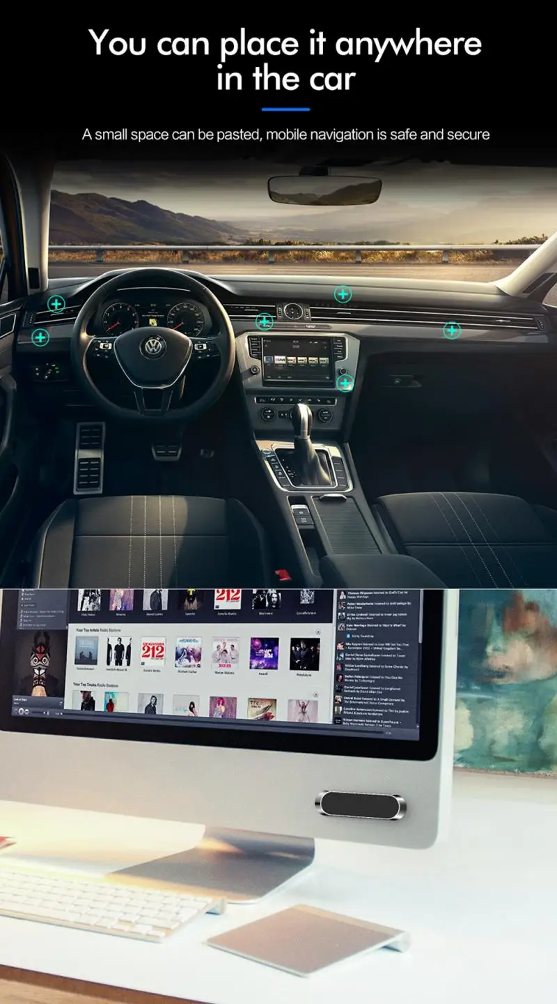 Мини магнитный автомобильный держатель для телефона подставка в форме полосы