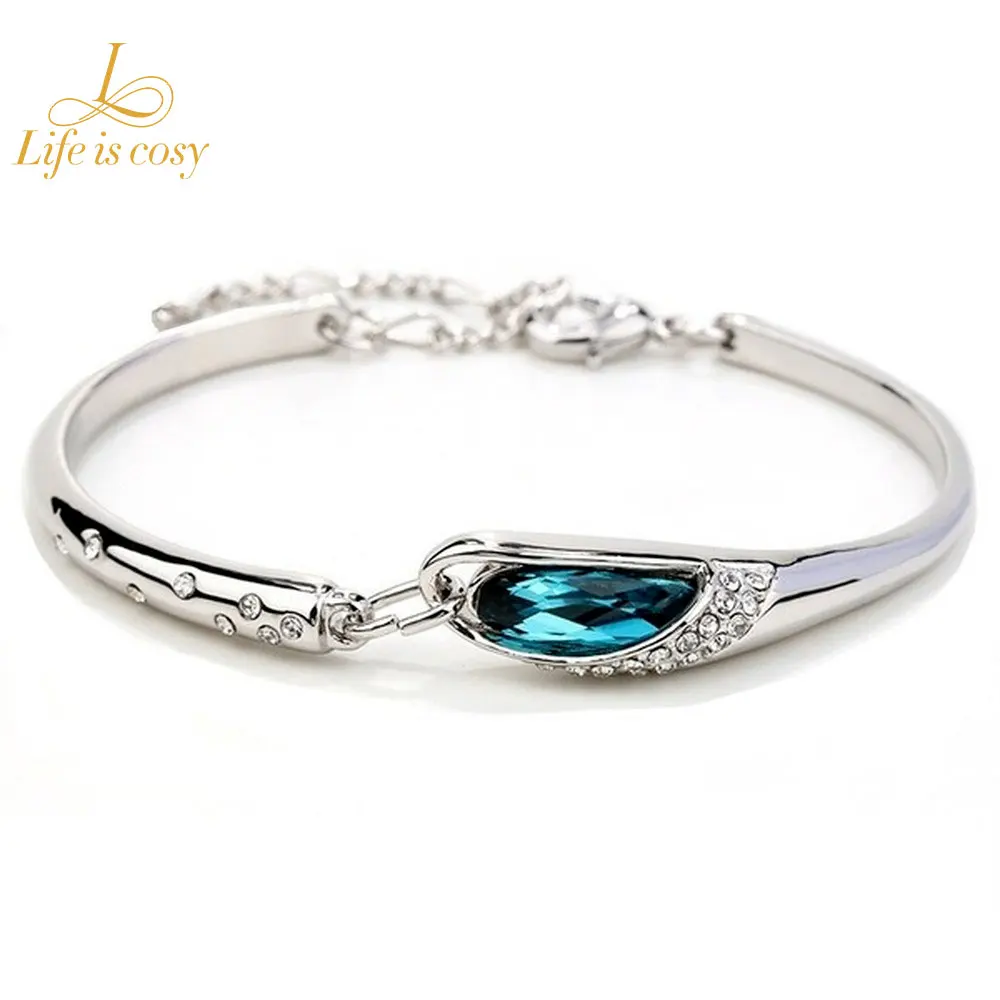 

Элегантный роскошный дизайн новый посеребренный красочный кристаллический кулон ювелирный браслет женский подарок