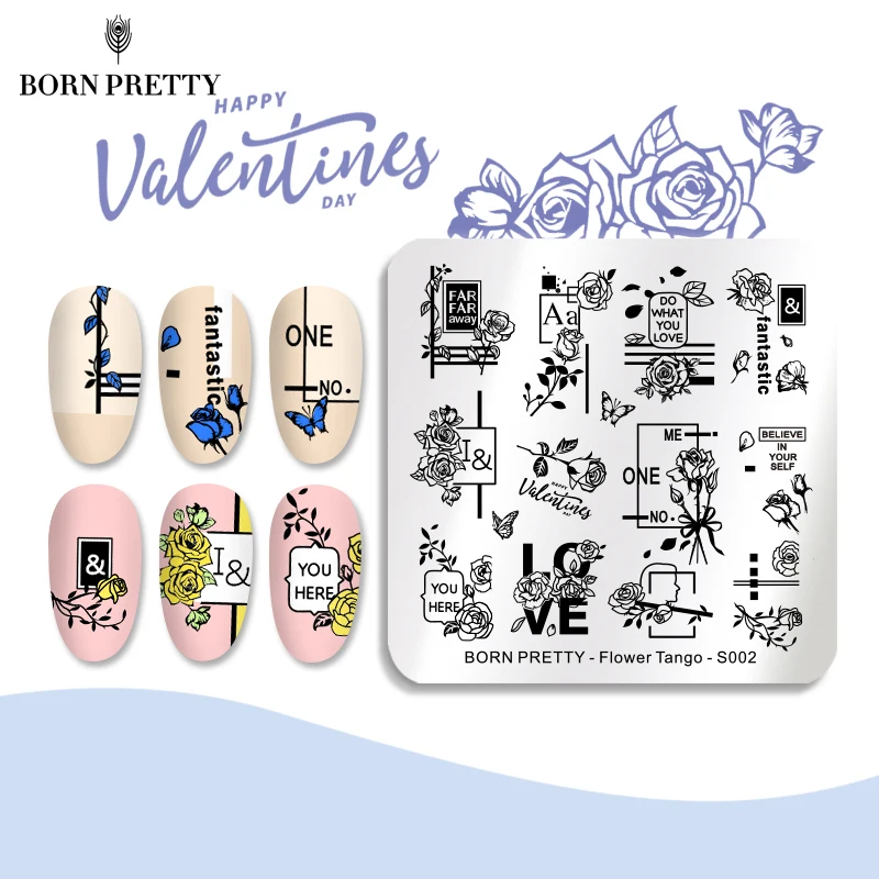 

BORN PRETTY Flower Nail Stamping Plates Stainless Steel DIY Image Printing For Nail Stamping Template Nail Art Stencil Tools