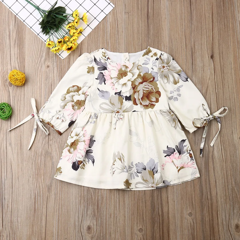 Boutique Girl Dress 2019 Toddler Kids Baby Girls Long Sleeves Floral Casual Holiday Tutu Dresses | Детская одежда и обувь