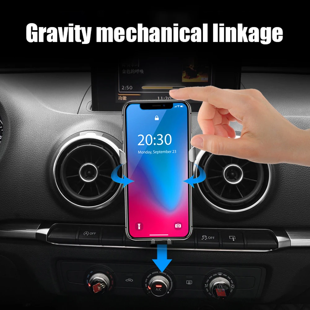 car phone holder car air vent gravity linkage phone holder auto lock car mobile phone stand for audi a3 s3 free global shipping