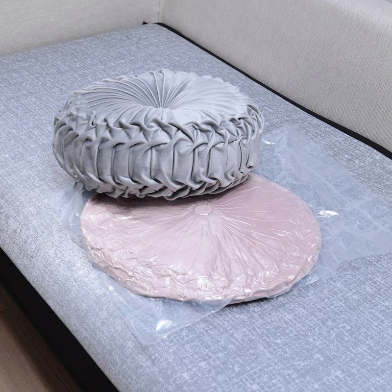 

European-style Round Pillow Pure Color Handmade Pleated Pillow Home Textile Velvet Pleated Lumbar Cushion Floor Cushion