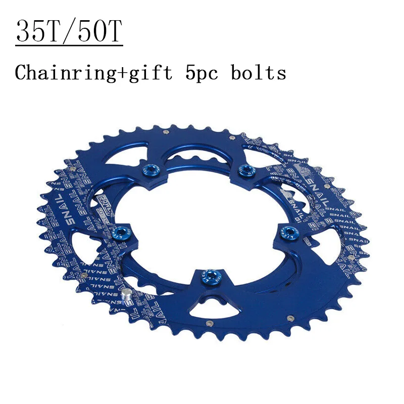 Blue-35T-50T bolts BDSNAIL 110BCD цепное кольцо MTB 35 T/50 T дорожный велосипед Горные велосипеды цепь кольцо 8,5 мм болт двойной Овальный алюминиевый сплав коленчатый набор - Цвет: Blue-35T-50T bolts
