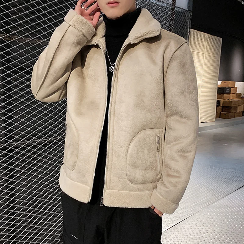 Одежда с обеих сторон мужские замшевые пиджаки пальто свободный Мотоцикл