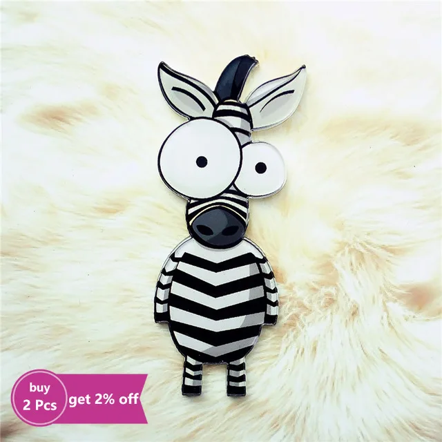 Акриловая брошь в виде животного Зебра крокодил слон жираф леопард на одежду