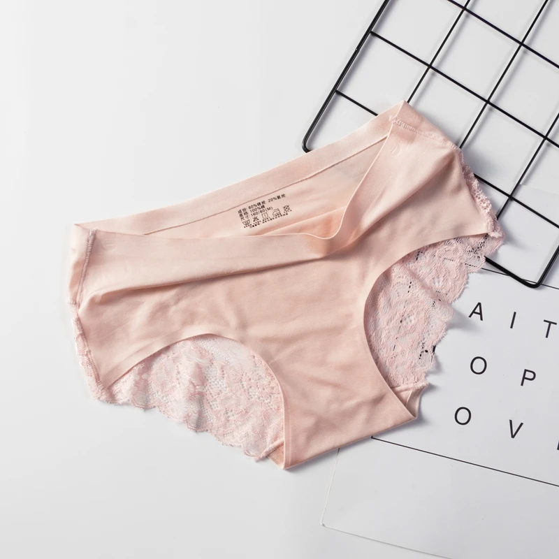 

Brand Sexy Women Underwear High Quality Women Panties Seamless Solid Briefs low-Rise Lace side Lingerie2021