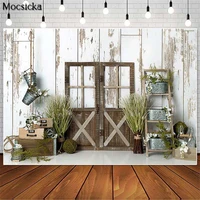 mocsick spring easter cake smash photography backdrops vintage wooden door decor birthday photo props studio booth background