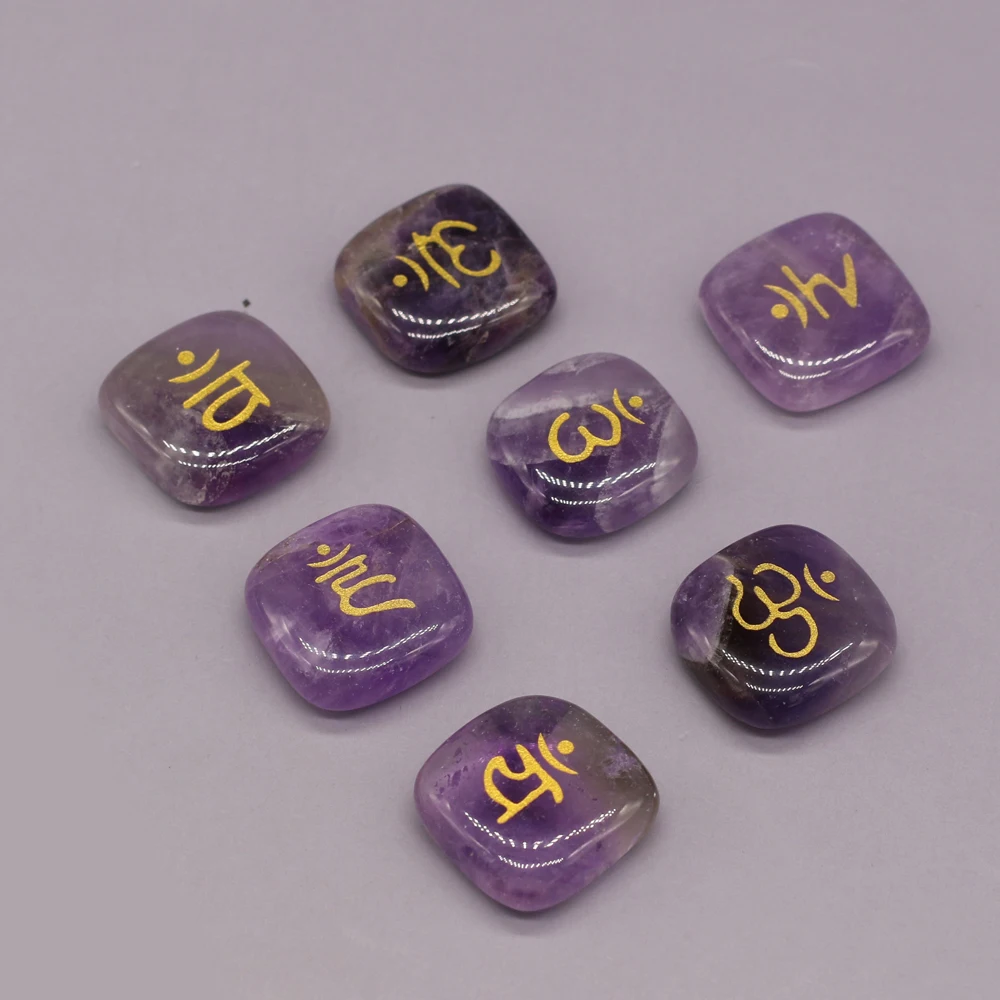 

Best Selling New Product Natural Semi-precious Stones Square Amethyst Divination 7pcs Making DIY Necklace Bracelet Size 20x20mm