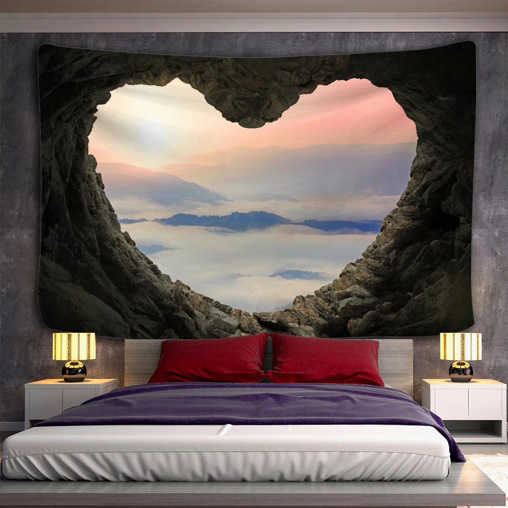 

Love Cave Scenery Tapestry Hippie Wall Hanging Boho Decor Psychedelic Wall Tapestries Beach Towel Yoga Mat Tablecloth Home Decor