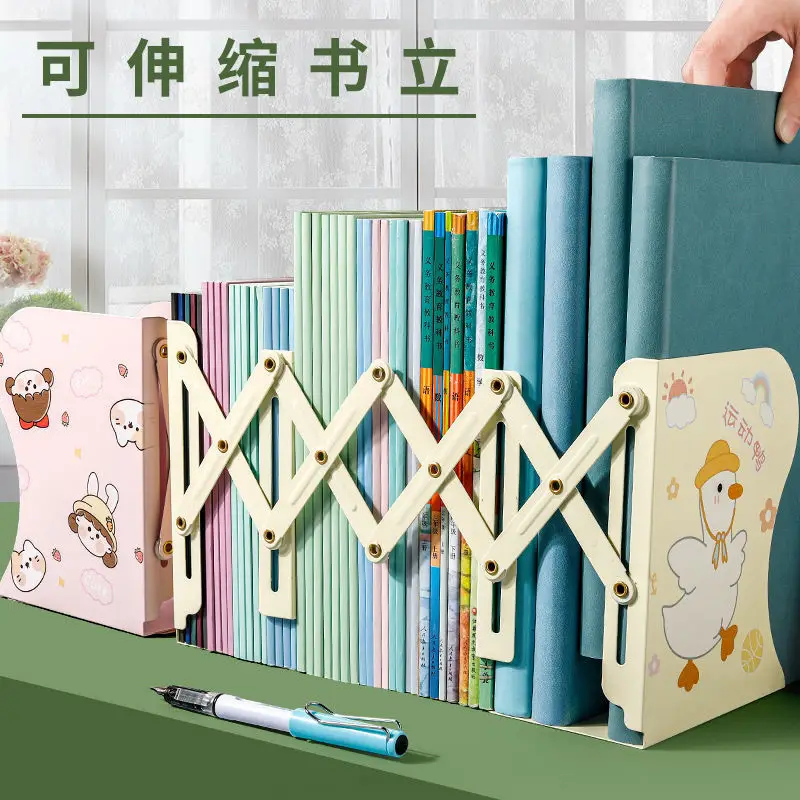 

Cute Anime Metal Retractable Books Bookends Students Desk Organizer Holder Bookshelf Office School Home Book Shelf Stationery