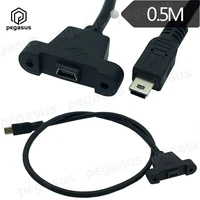 0 5 meter mini usb 5 pin female to male socket panel mount plug t mount psp cable adapter