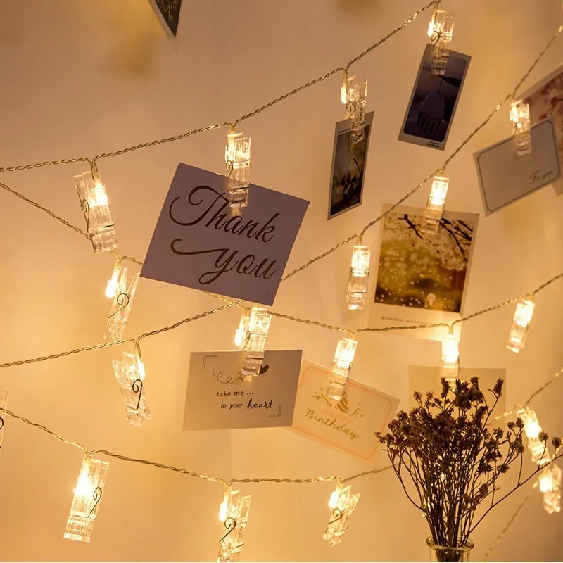 

LED light Photo Clip Holder String Christmas New Year Party Wedding Home Decoration Fairy lights Battery christmas decorations