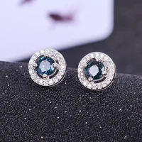 925 silver natuarl sapphire stud earrings fashion jewelry anniversary plant women christmas gift wholesale