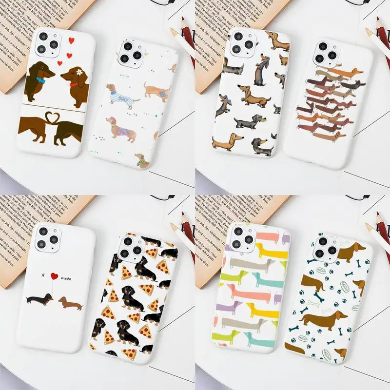 

Dachshund Dog Phone Case for iphone 13 12 11 Pro Max X XS Max XR Solid Color For iPhone 7 8 6 6S Plus Cases