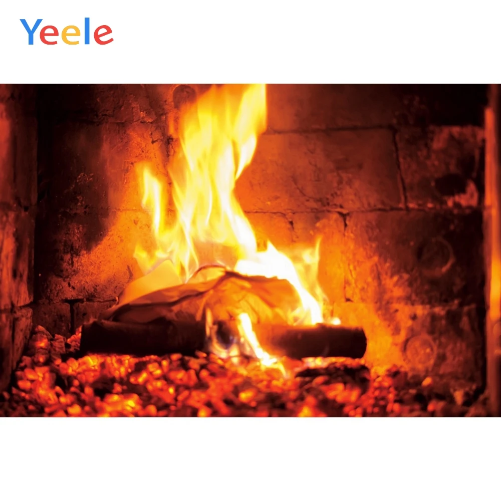 Фон для студийной фотосъемки с изображением Красного огня и камина|Фон