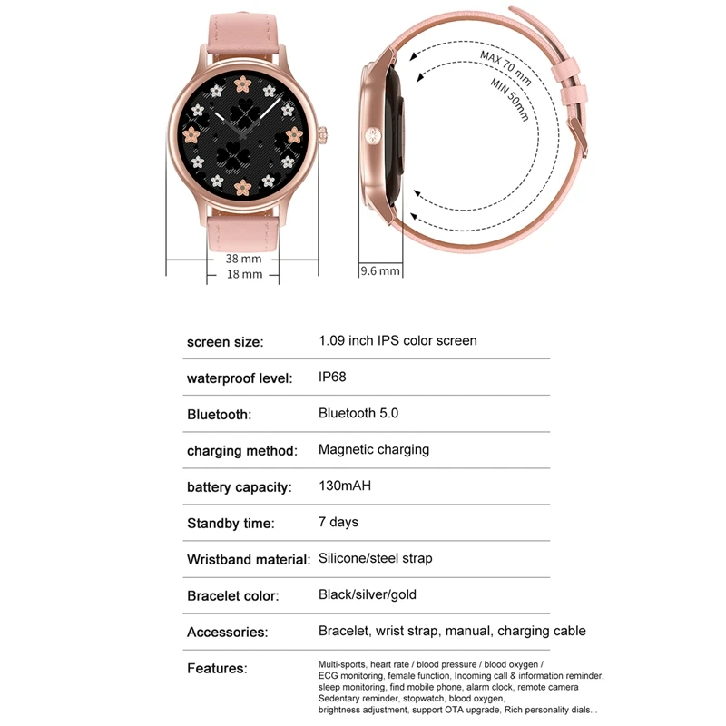 

MKS66 Female Smart Watch Women Heart Rate Monitor Blood Pressure Oxygen Menstrual Reminder Fitness Tracker lady Smartwatch men