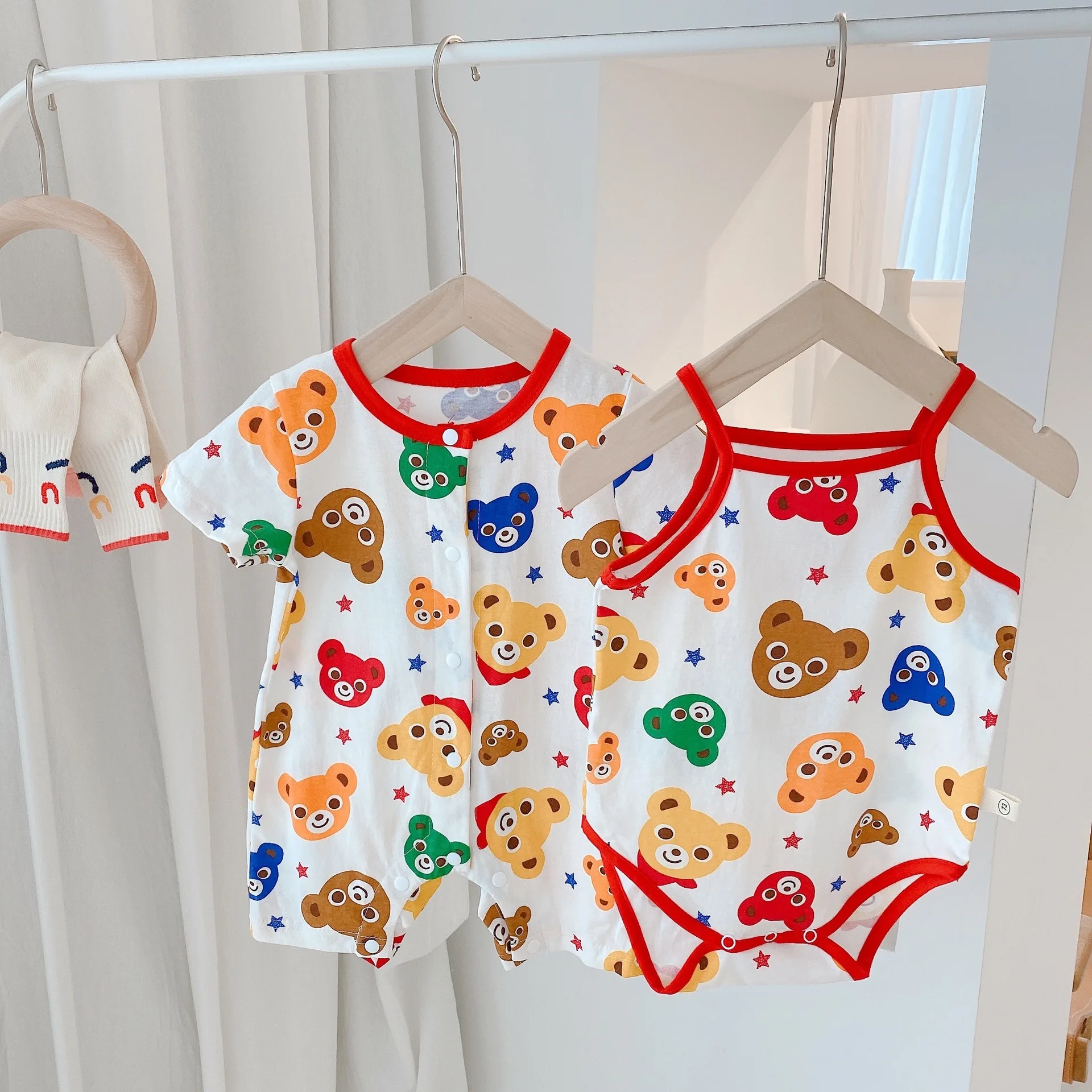 Детский летний комбинезон с коротким рукавом и принтом животных|Тройники| |