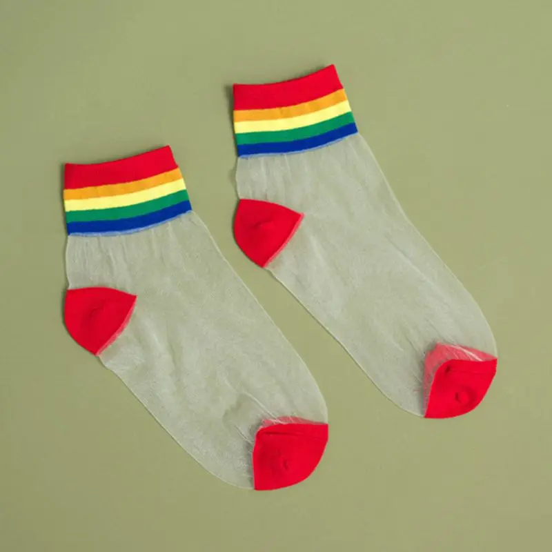 Корейский Стекло волокна носки трубы средней высоты яркий c бантом в полоску