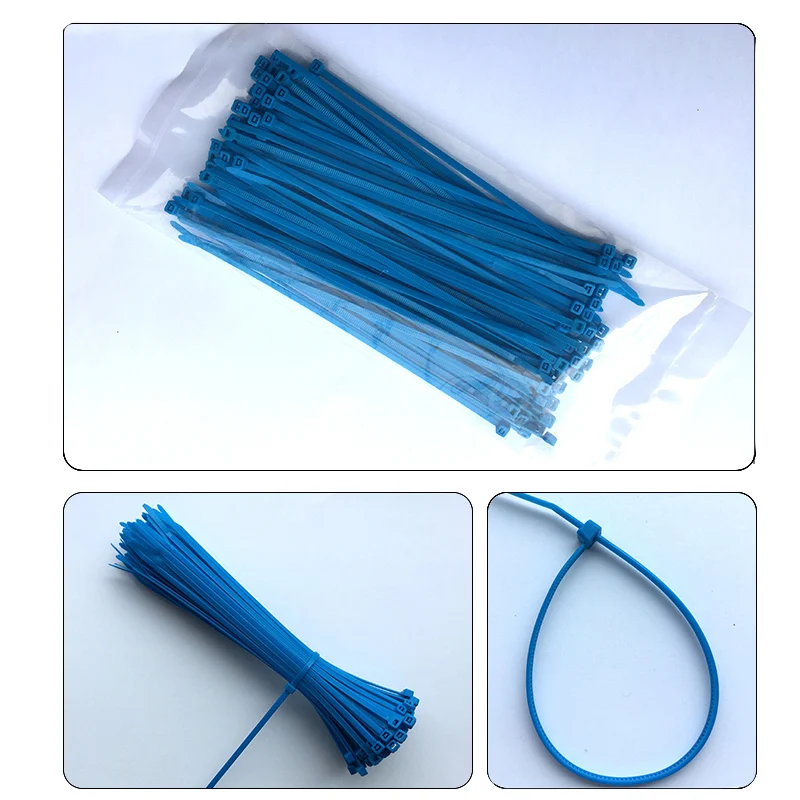 Самоблокирующиеся Нейлоновые кабельные муфты 100 шт. 10 цветов 5*250 мм цветные яркие