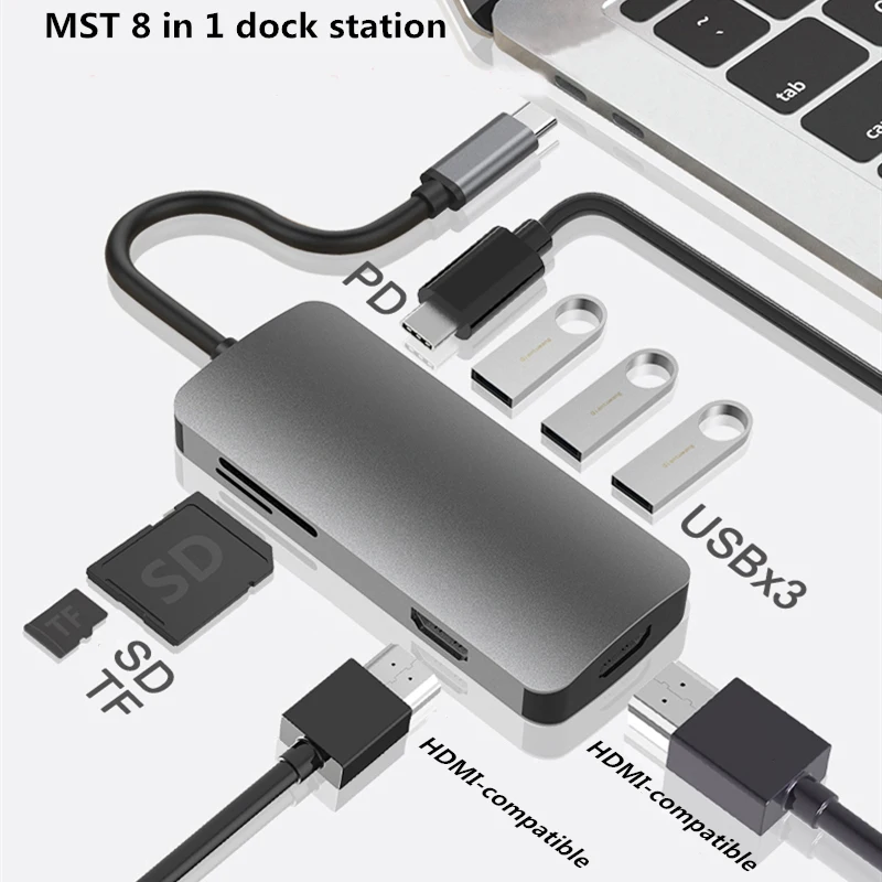 Док станция MST с двумя портами HDMI и поддержкой 4K USB 3 0 VGA RJ45|Док-станции для