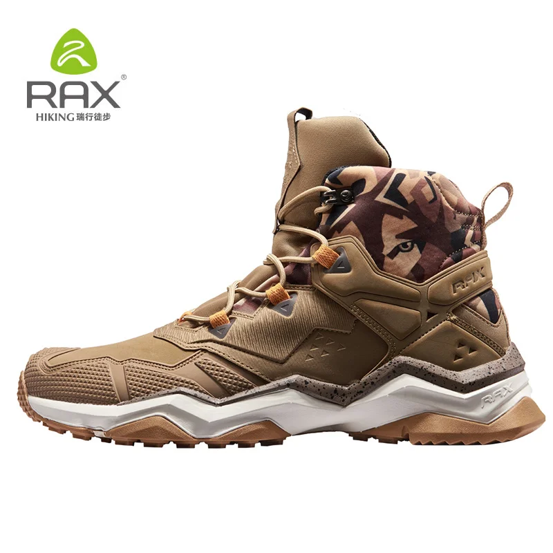 Rax Mens Waterproof Hiking Boots Mountain Boots Men Outdoor Sneakers Tactical Shose Sports Shoes Genuine Leather Hiking Shoes