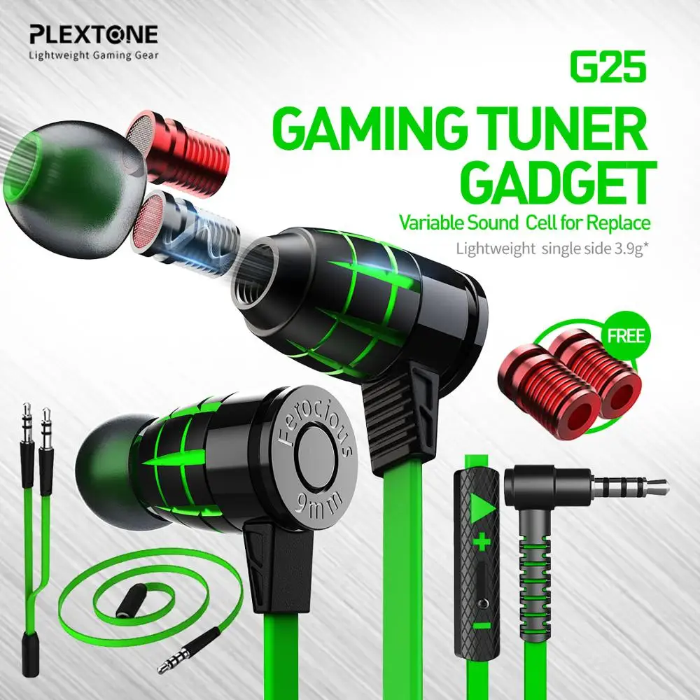 Наушники-вкладыши Plextone Hammerhead G25 игровые с микрофоном шумоизоляция переменная