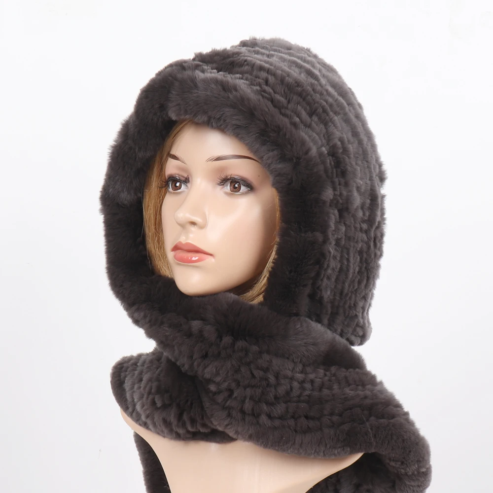 Новинка зимние женские шапки из натурального меха шарфы вязаные кролика рекс с