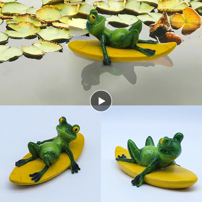 Floating Frog Decoration Figurines Resin Crafts Decorative Ornaments Animal Statue Figure for Home Garden Pool Pond Christmas