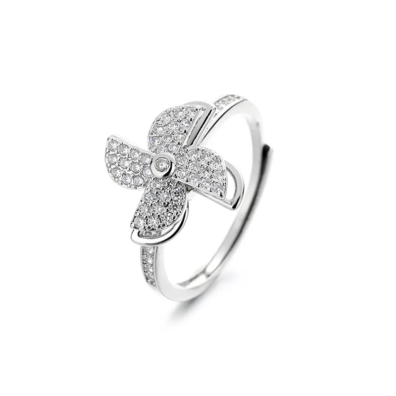 

Todorova Romantic Rotating Windmill Rings Korean Delicate Sparkling Zircon Ring For Women Fashion Jewelry Gift