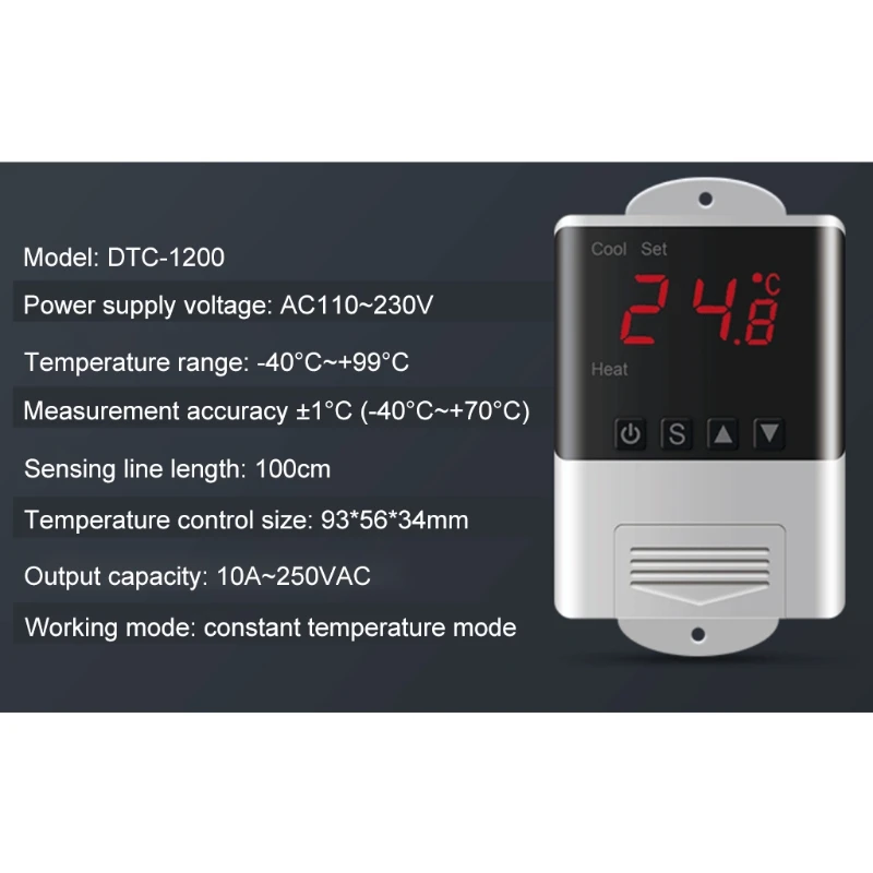 Контроллер температуры 110V-230VAC 10A двухсторонний нагрев охлаждающий выход